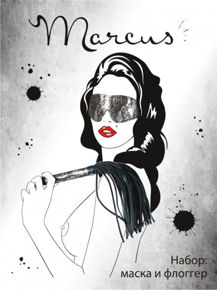 Серебристый кружевной набор: маска и флоггер