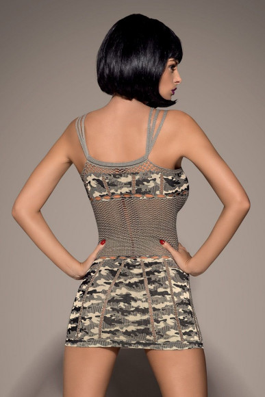 Платье-сетка в стиле милитари 