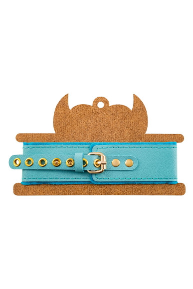 Голубой двуслойный кожаный ошейник с подкладкой из фетра Голубой двуслойный кожаный ошейник с подкладкой из фетра