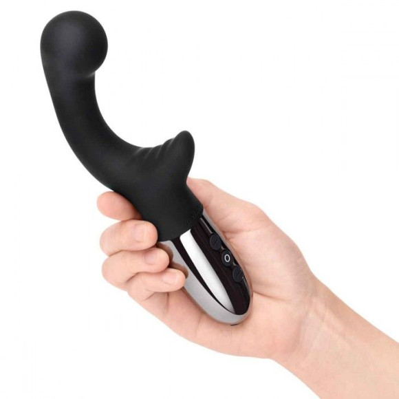 Черный вибромассажер с двумя моторами Le Wand XO - 19 см. Черный вибромассажер с двумя моторами Le Wand XO - 19 см.