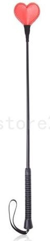 Черный стек с наконечником в виде красного сердечка - 62 см.