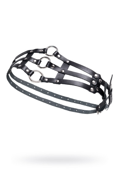 Черный кожаный пояс с кольцами Черный кожаный пояс с кольцами