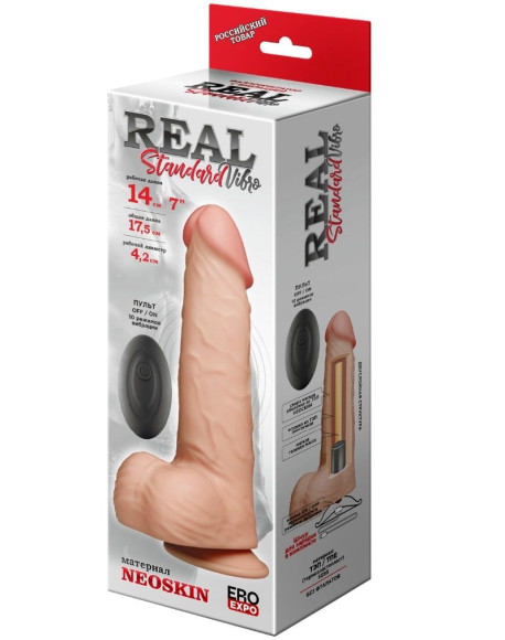 Телесный вибратор-реалистик REAL Standard с пультом ДУ - 17,5 см. Телесный вибратор-реалистик REAL Standard с пультом ДУ - 17,5 см.