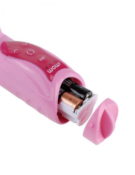 Розовый вибратор для тройной стимуляции - 25,7 см.