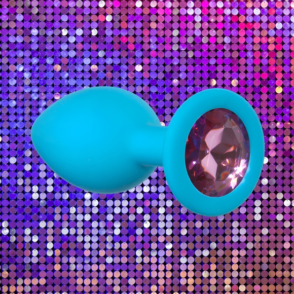 Малая голубая анальная пробка Emotions Cutie Small с розовым кристаллом - 7,5 см. Малая голубая анальная пробка Emotions Cutie Small с розовым кристаллом - 7,5 см.