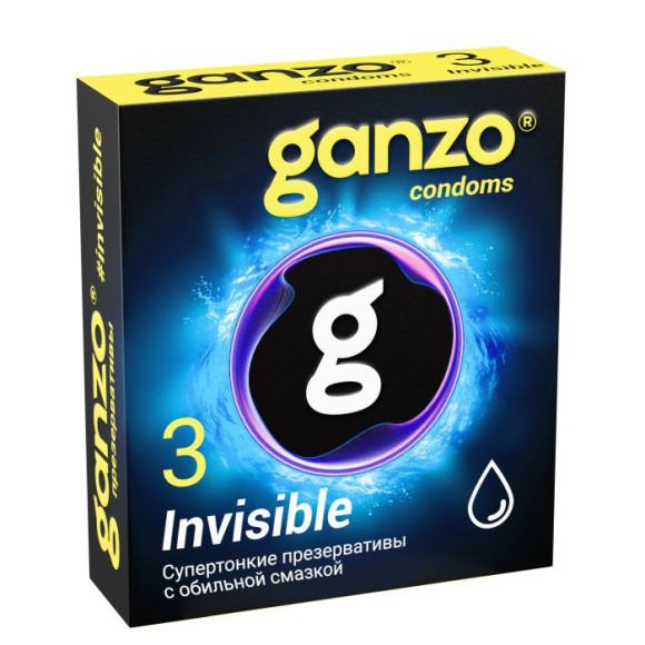 Супертонкие презервативы Ganzo Invisible - 3 шт. Супертонкие презервативы Ganzo Invisible - 3 шт.