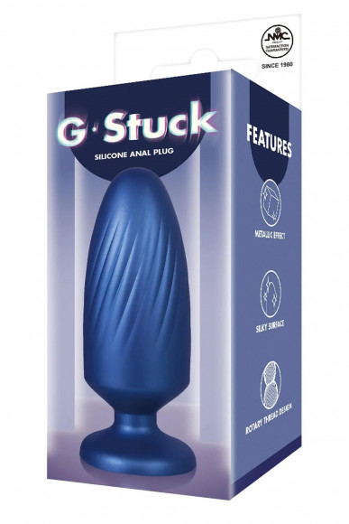 Синяя анальная пробка G Stuck Silicone Anal Plug - 13,5 см.