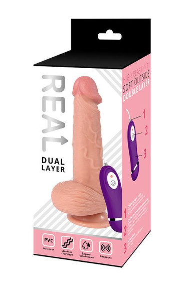 Телесный реалистичный вибратор REAL Dual Layer - 20 см. Телесный реалистичный вибратор REAL Dual Layer - 20 см.