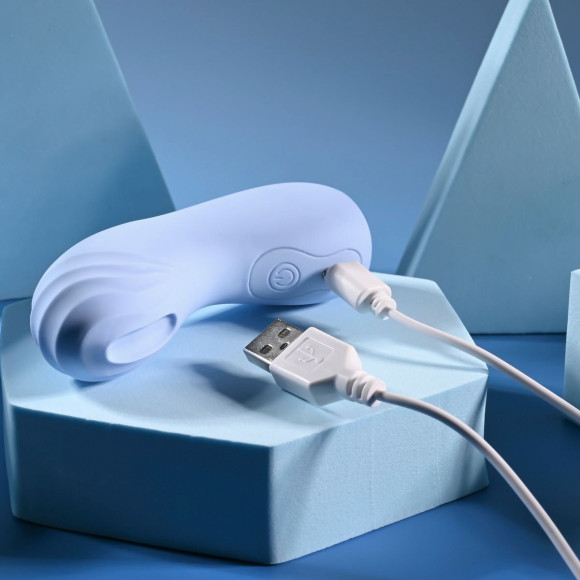 Голубой рельефный вибромассажёр на палец Good Point Голубой рельефный вибромассажёр на палец Good Point