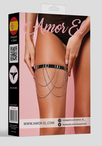 Соблазнительная подвязка на ногу с декоративными цепочками Соблазнительная подвязка на ногу с декоративными цепочками