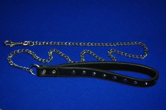 Чёрный поводок с цепью  привязь любви  - 90 см.