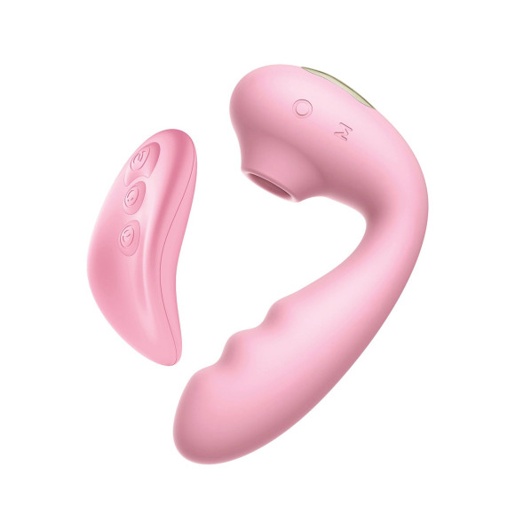 Розовый вибратор Tara с вакуумной стимуляцией и пультом ДУ Розовый вибратор Tara с вакуумной стимуляцией и пультом ДУ