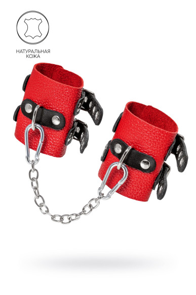 Красно-черные мягкие наручники с двумя ремешками с люверсами Красно-черные мягкие наручники с двумя ремешками с люверсами