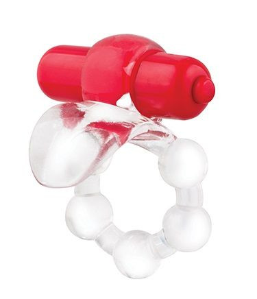 Виброкольцо с язычком и красным виброэлементом Overtime Виброкольцо с язычком и красным виброэлементом Overtime