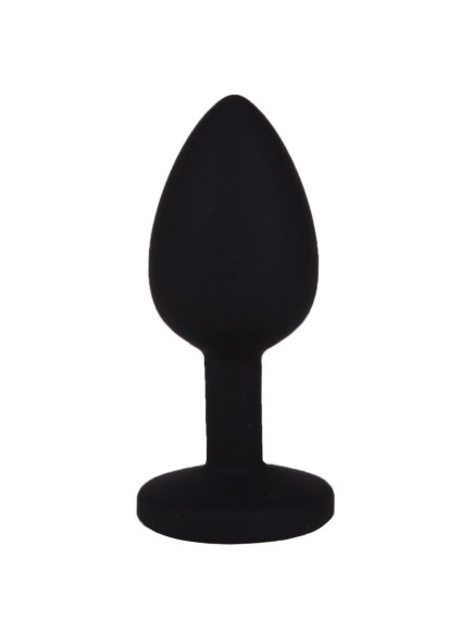 Чёрная анальная втулка с красным кристаллом - 7,3 см. Чёрная анальная втулка с красным кристаллом - 7,3 см.