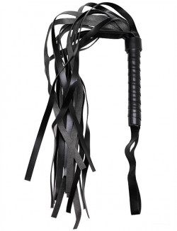 Черный многохвостый флогер с твёрдой ручкой - 46 см. Черный многохвостый флогер с твёрдой ручкой - 46 см.