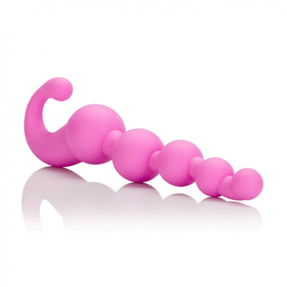Упругая розовая цепочка L Amour Premium Silicone Beaded Probes - 17 см.