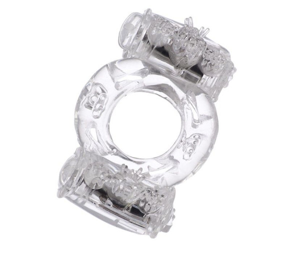 Прозрачное виброкольцо с двумя вибропульками Прозрачное виброкольцо с двумя вибропульками