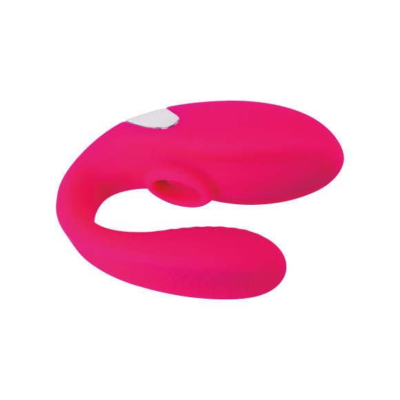 Розовый вибратор для пар с функцией вакуумной стимуляции Розовый вибратор для пар с функцией вакуумной стимуляции