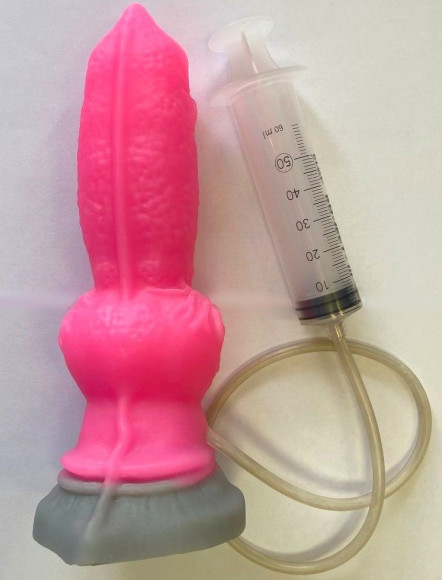 Розовый фаллоимитатор собаки Акита с эякуляцией - 25 см. Розовый фаллоимитатор собаки Акита с эякуляцией - 25 см.